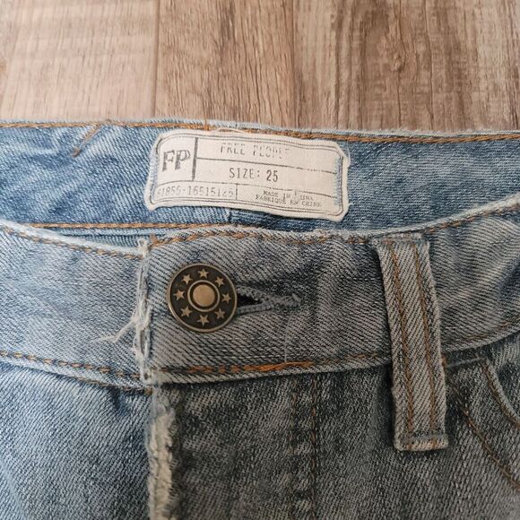 Free People Jeans Womens 25 Blue Patchwork Skinny Button Fly 25 Cotton Blend - Picture 3 of 8